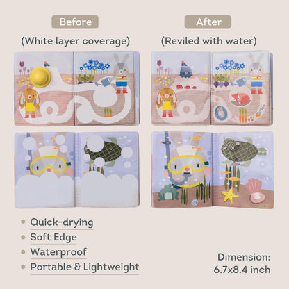 Taf Toys water reveal pad with Magic Stamp Interactive Reusable Water-Reveal Activity book for Toddlers 18 month, Non-Toxic & Quick-Drying Baby water magic for Toddler and Infants, Perfect Shower Gift