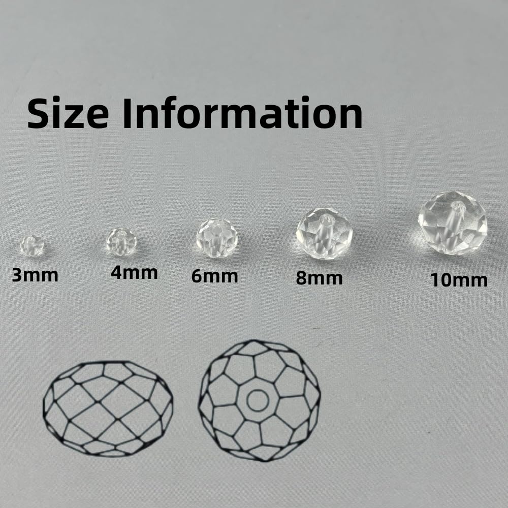 Pinhoollgo 60pcs 10mm Crystal Glass Beads Faceted Rondelle Glass Spacer Beads for Bracelets Necklace Pendants Earrings Key Chains Jewelry Making(Transparent)