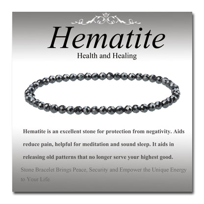 MASSIVE BEADS Natural Genuine Gemstone Beads Healing Crystal Chakra Reiki Jewelry Faceted Round Beads Bracelets (Hematite, 3mm)