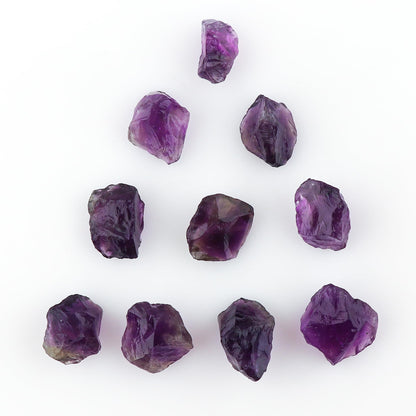 CRYSTALIS 10pcs Natural Big Purple Amethyst Loose Gemstone Wholesale Bulk Rough Jewelry Making Supply, Chakra & Healing Raw Stones, Wire Wrapping, DIY, Gem Collection [10-15mm]