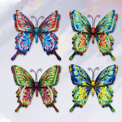 4Pcs Butterfly Metal Wall Decor,6.7"x6.5" Outdoor Hanging Wall Art Sculptures Decoration for Living Room Fence Garden Yard Patio Balcony Office