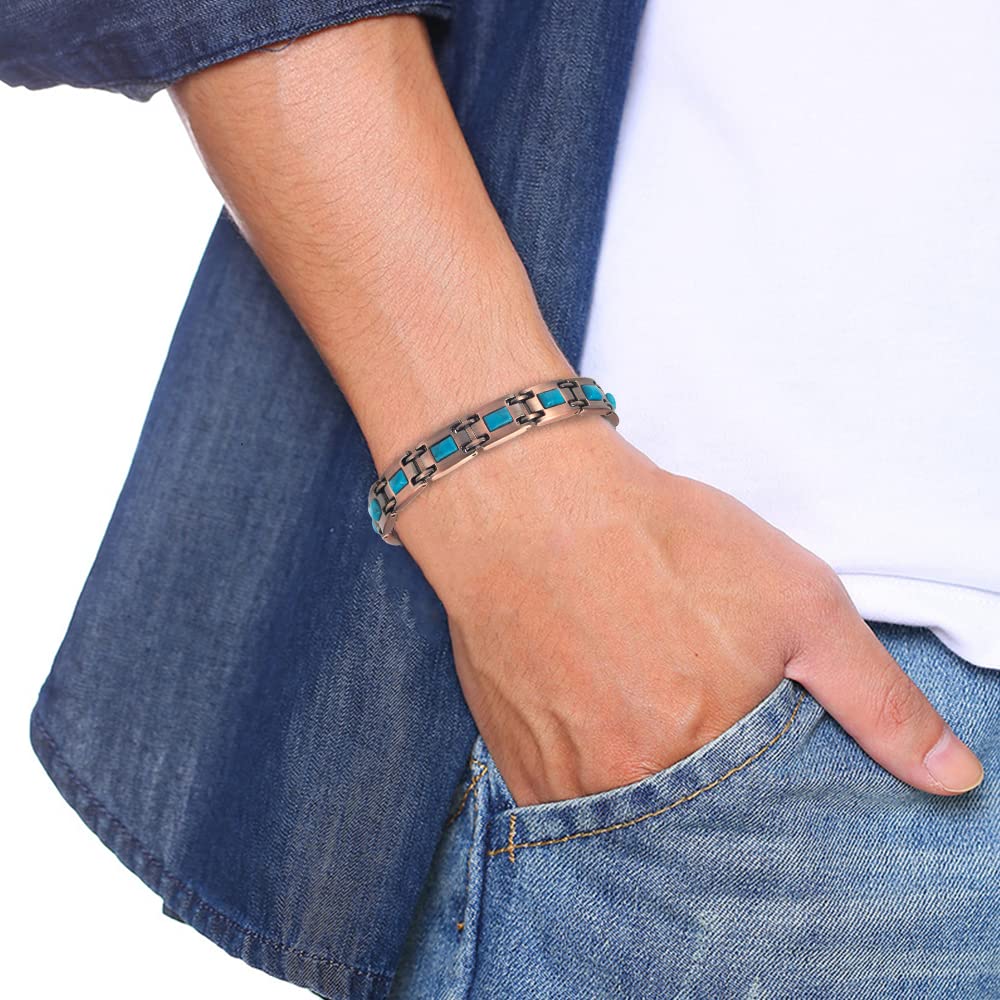 EnerCoppeX Copper Magnetic Bracelet for Women - Turquoize Detox Jewelry with 3500 Gauss Magnet (G)