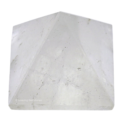 Amazing Gemstone Clear Quartz Pyramid Crystal Healing Stones - 1.5" Great Pyramid Figurine of Natural Stone Pyramid for Meditation, Reiki, Chakra Balancing and Crystal Pyramids Grid