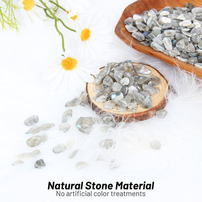 1.1lb Natural Crushed Grey Moonstone Labradorite Crystal Tumbled Chips - Grey Labradorite Healing Crystals Chips Bulk