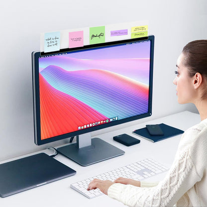 Yocoolfun 2 Pieces Monitor Memo Board Top Mount,18“ Monitor Sticky Note Holder,Universal Transparent Sticky Notes Memo Pad,Sticky Boards,Message Board for Computer Monitors