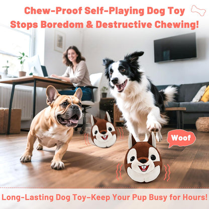 VYsTN Interactive Dog Toys - Auto Bounce, Move & Vibrate with Sound, Talking Squirrel Puppy Toy for Small Medium Large Dogs, Rechargeable Durable Toy for Anxiety Relief, Boredom & Indoor Play
