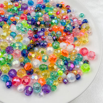 Daiyifiy 1000 Pcs 6MM Round Faceted Acrylic Beads AB Color Transparent Crystal Acrylic Beads Round Bicone Beads for Jewelry Making, Bracelets Necklaces Earrings Wind (133- Pale Yellow AB)