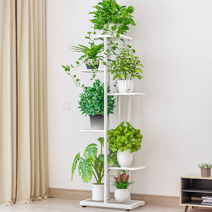 MTB Garden 6 Tier Metal Plant Stand for Indoor Outdoor Flower Pot Display Planter Shelf, White