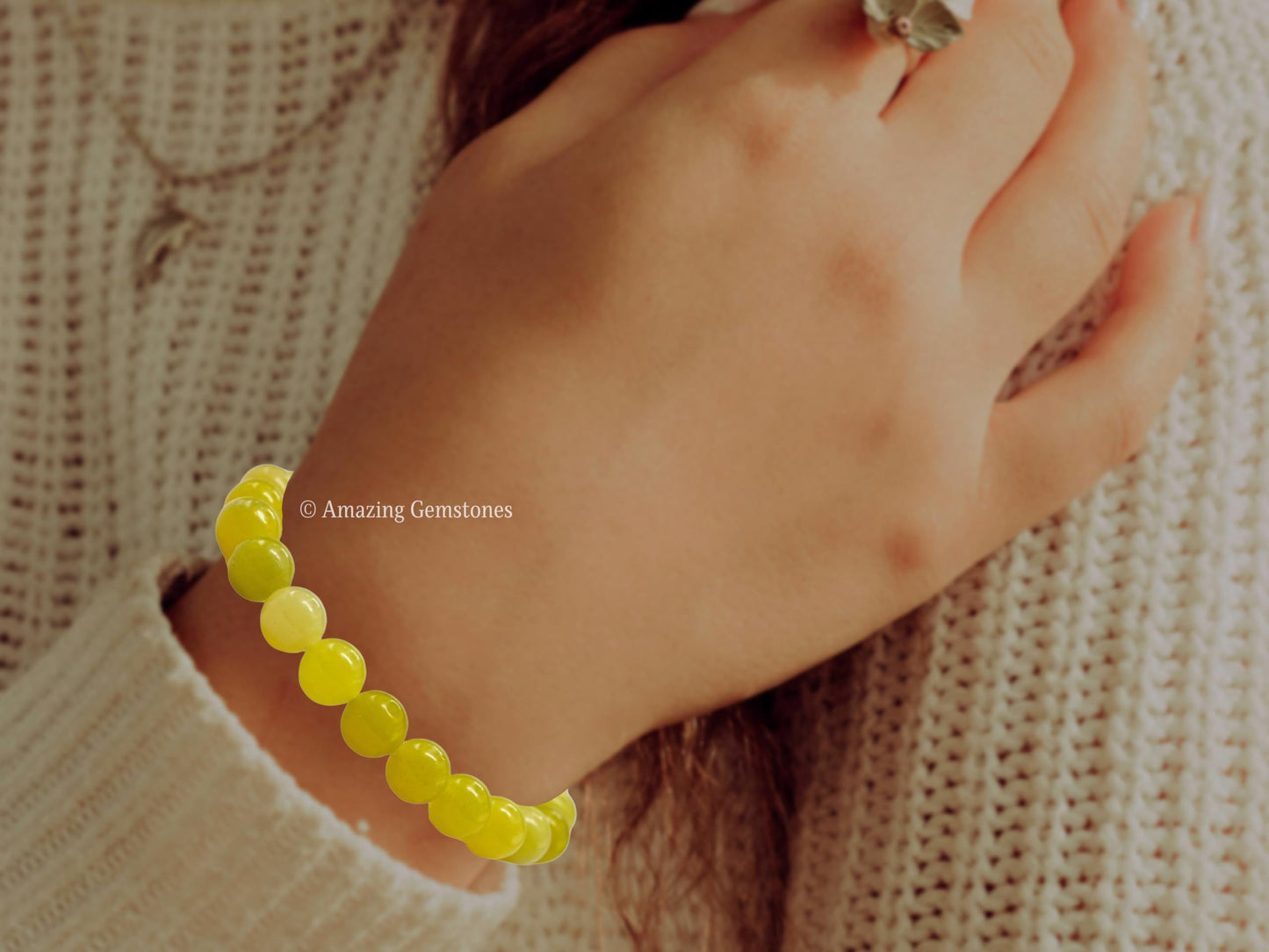 Amazing Gemstone Crystal Bracelet for Women Men's Gifts - Protection Healing Crystal Bracelet - 8mm Gemstone Beaded Stretchable Bracelet Pulseras Para Hombres Mujer Stocking Stuffers Mothers Day Gift (Lemon Jade)