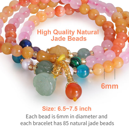 Handmade Natural Jade Beaded Bracelet for Women & Men – Genuine Green/White Jade Gemstone Stretch Bracelet – Lucky Energy Healing Jewelry Gift for Peace, Prosperity & Protection ST-08