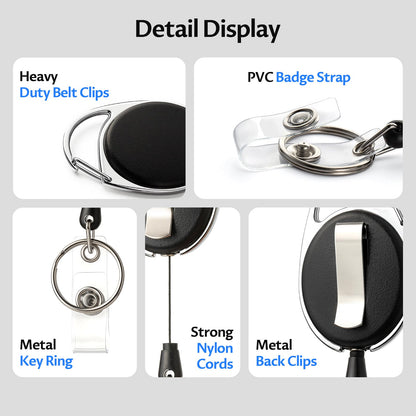 Simetufy 50 Pcs Retractable Badge Reels, ID Badge Holder Retractable Clip Bulk, Sturdy Key Holder with Ring for Office Worker Employee, Doctor Nurse