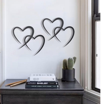 OYEFLY Infinity Heart Metal Wall Decor,Infinity Heart Wall Decor for Room Living,Wedding Decor (Black, style3 11.4 x 10.7in)