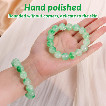 Handmade Natural Jade Beaded Bracelet for Women & Men – Genuine Green/White Jade Gemstone Stretch Bracelet – Lucky Energy Healing Jewelry Gift for Peace, Prosperity & Protection GG