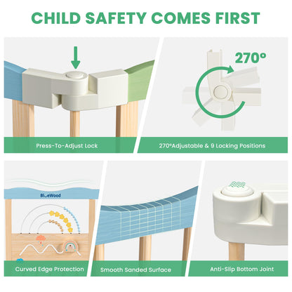 Foldable Wooden Baby Playpen - Adjustable Wood Play Yard, Indoor Large Safety Fence for Babies and Toddlers - No Door Design, 45 x 45 x 24 inches, Pastel Dream