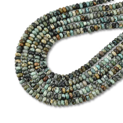 160pcs 4x2mm Natural African Turquoise Disk Rondelle Spacer Semi Precious Gemstone Loose Stone Beads for Jewelry Making 15 Inch