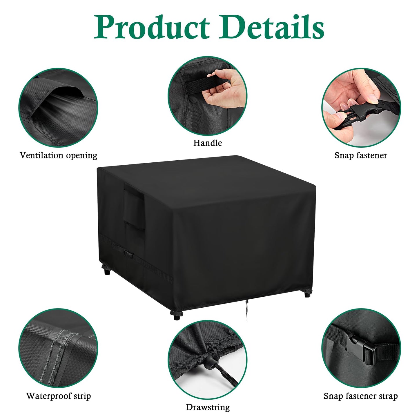 Hdenmist Outdoor Table Cover Square 42 inch Patio Table Cover Waterproof Patio Furniture Covers Rectangular for Outside Small Table and Chair Sets, Fire Pit, Coffee Table, Ottoman -42"L x 42"W' x 28"H