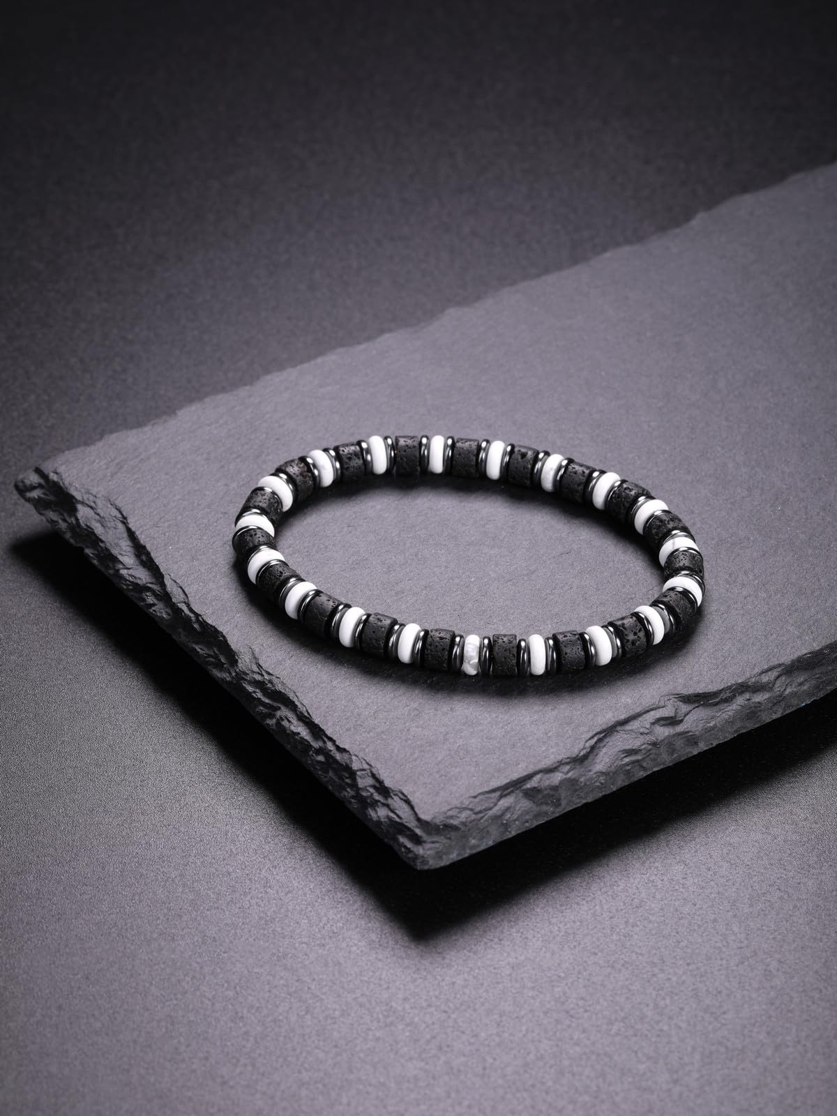 Top Plaza Triple Protection Bracelet for Men Lava Rock Stone Hematite Bracelet Natural Handmade Gemstone Beaded Bracelets Balance Meditation Jewelry Christmas Gifts
