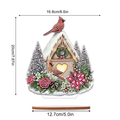 MVVMTOP Diamond Art Painting Tabletop Decoration, DIY Christmas Bird's Nest 5D Special Shaped Artificial Diamond Christmas Decorations by Number Mosaic Arts Crafts for Home Office Tabletop Decor Gift
