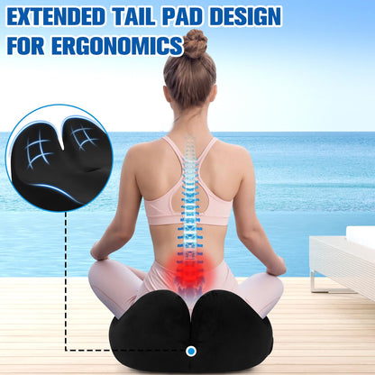 DailyCuddles Seat Cushion, Chair Cushions for Office Chairs/Desk Seats/Wheelchair - Hip&Sciatica&Tailbone Pain Relief Memory Foam Office Chair Cushion for Long Sitting Office Workers, Black