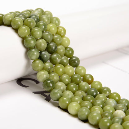 48Pcs 8mm Green Jade Natural Round Loose Real Stone Beads Gemstone Genuine for DIY Hand Made Craft Jewelry Bracelet Earring Necklace String Making Energy Healing Power
