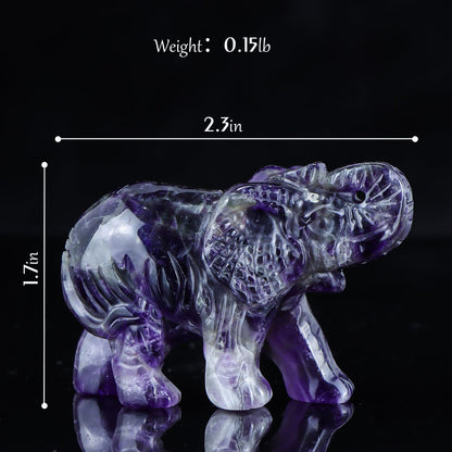 Hxswkk 2.5 Inch Amethyst Crystal Elephant Statue Elephant Figurine Elephant Sculpture Gemstone Hand Carved Healing Craft Home Office Decor Gifts