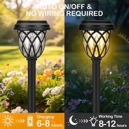 ruhotili Solar Lights Outdoor 8 Pack Solar Garden Lights Waterproof IP65 Solar Landscape Lights Solar Pathway Lights for Patio, Yard, Driveway Decoration (Warm White
