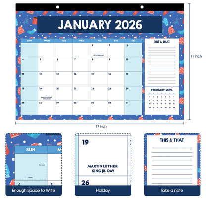 Large Desk Calendar 2026-2027, Teacher Desk Calendars, 18 Months (Jan 2026 - Jun 2027) with Holidays, Home Classroom, Office Decor, Teacher Must Haves, PVC Cover, Round Holes, Tear-off Calendar (Season Calendar)