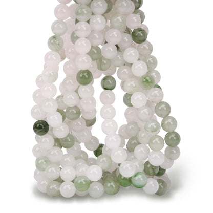 70PCS Natural 8MM Healing Gemstone, Iceberg Jade Energy Stone Round Loose Beads, Semi-Precious Crystal Beads with Free Elastic String for Jewelry Making DIY