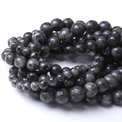 10MM Black Larvikite Round Loose Beads Natural Gem Beads Crystal Energy Stone Beads for Jewelry Making DIY Bracelet Necklace