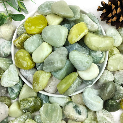 YISZM 2lbs Jade Pebbles for Plants, 1-2 Inch High Polished Natural River Rocks for Landscaping, Decorative Stones Vase Filler Fish Tank Aquariums Garden Outdoor and Indoor DIY