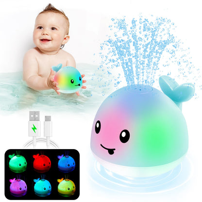 ANGGIKO Baby Boy Bath Toys, Pool Water Table Toy for Babies 1 Year Old Boy Gifts, Toddler Bath Toys for Kids Ages 1-3, Light Up Whale Bath Toy Sprinkler Summer Bathtub Fountain Baby Toy 6-12-18 Months