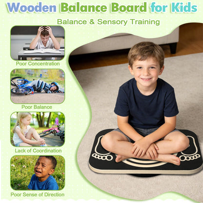 Ciyebst Balance Board Maze for Kids, 17.5-Inch Wobble Board Rocking Seesaw Sensory Training with 6 Balls, Non-Slip Pedals Indoor Outdoor for Boys Girls