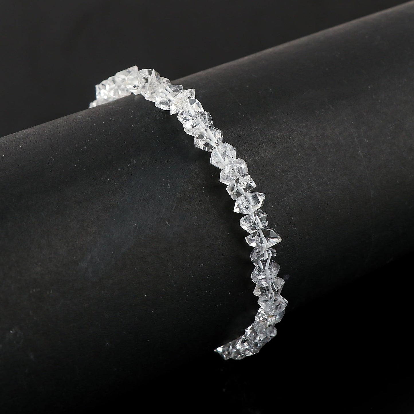 CRYSTALINES Natural Raw Herkimer Diamond Gemstones Bracelet, High Grade Rough Stones, Handmade Jewelry, Chakra Healing Crystals, Gold Plated - Adjustable Chain 8 inch, Gift for Women