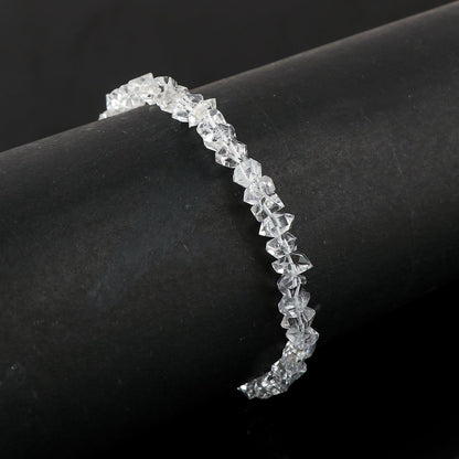 CRYSTALINES Natural Raw Herkimer Diamond Gemstones Bracelet, High Grade Rough Stones, Handmade Jewelry, Chakra Healing Crystals, Gold Plated - Adjustable Chain 8 inch, Gift for Women