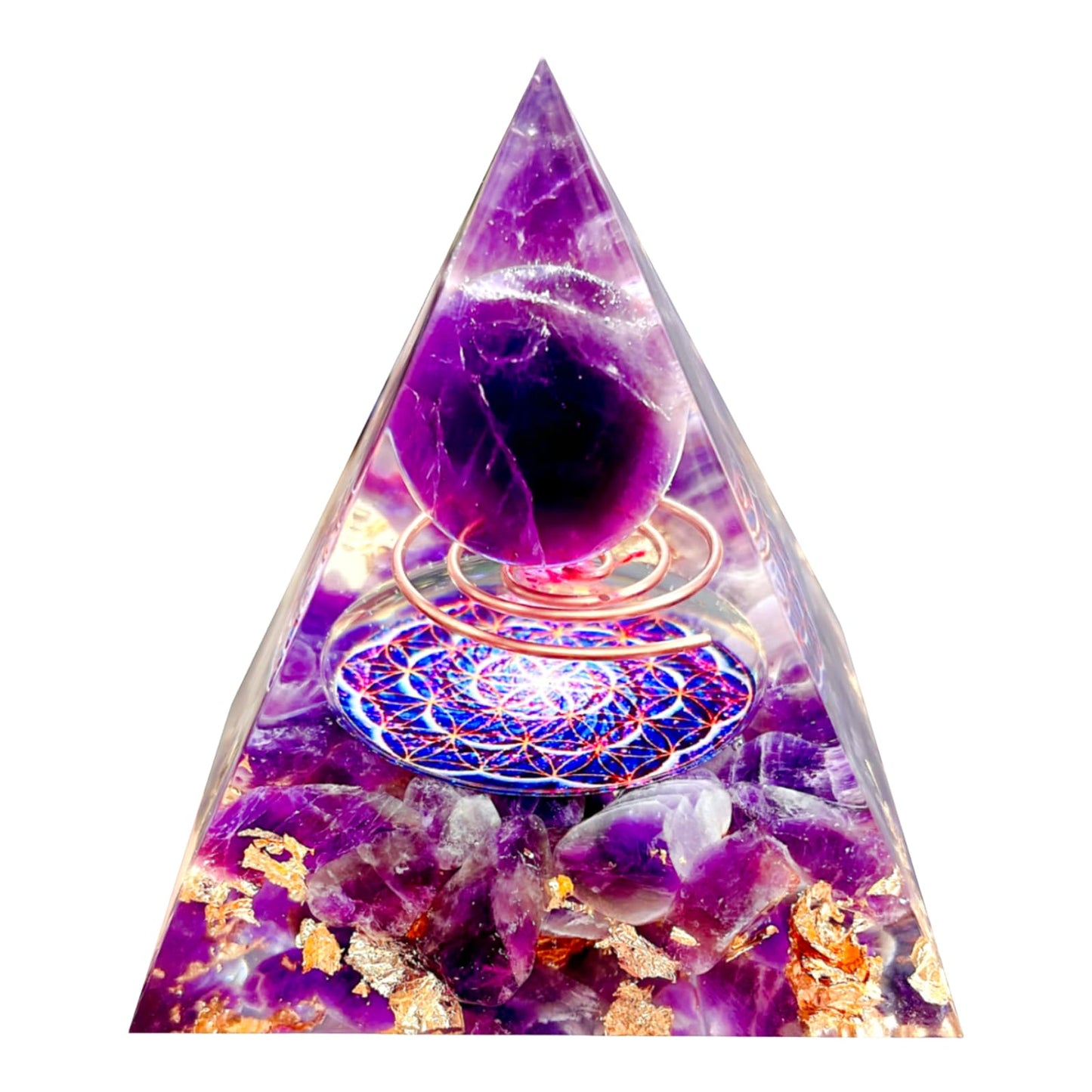 Saefheled Orgone Pyramid Energy Generator,Natural Amethyst Orgonite Crystal Healing Pyramids for Reduce Stress Chakra Reiki Healing Meditation Attracts Lucky and Success,Accumulate Wealth Health(6cm)
