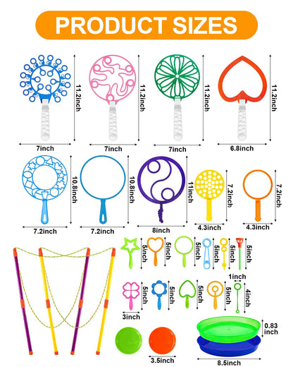 UniStylar Giant Bubble Wands, Big Bubble Wand Set with Tray Bulk, Funny Large Bubble Maker for Kids Adults Summer Huge Outdoor Activities Toys Birthday Party Favors Toddlers, 26 Pcs