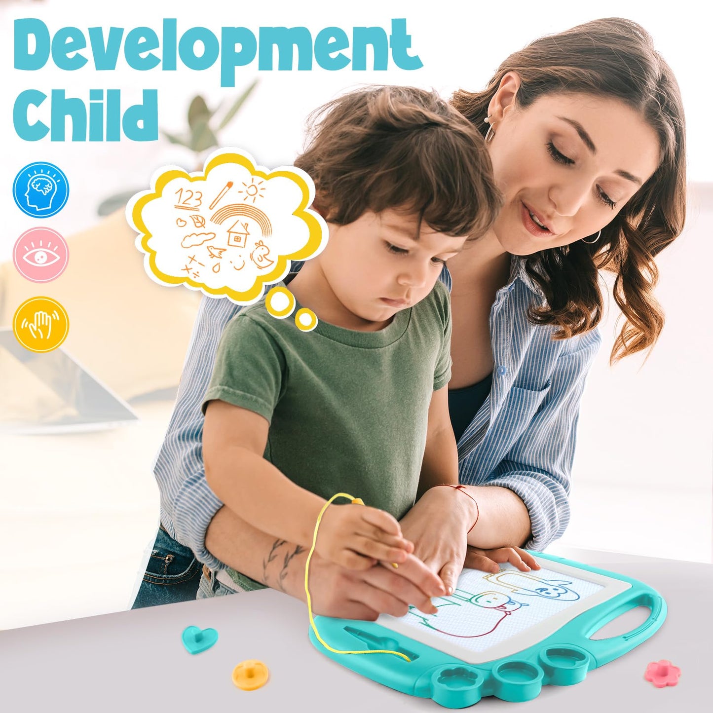 Daisiki Magnetic Drawing Board, Toddler Toys for Age 1 2 3 Boys Girls, Toddler Drawing Board, Birthday Easter Christmas Halloween Kids Toy Gifts for Boys and Girls