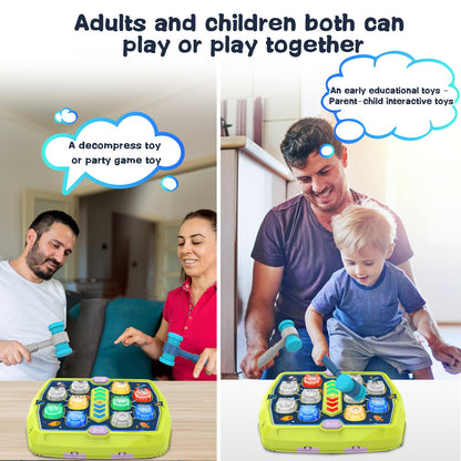 Toddlers Toys Age 3-8, Hammer Mole Game Toys for 3 4 5 6 7+ Year Old Boys with 3 Modes,Interactive Toddler Boy Girl Toys with 2 Hammers, Sound & Light, Birthday Xmas Gift for 3-10 Year Old Boys Girls