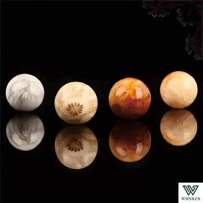 WHNKFB 8mm 50PCS Natural Chrysanthemum Stone Round Beads, Floral Pattern Loose Gemstone Beads for Jewelry Making Craft - 4mm 6mm 8mm 10mm Options with Free Elastic Cord