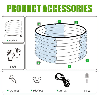 SnugNiture 3 Pcs 2x2x1ft Round Galvanized Raised Garden Bed Kit Outdoor, Metal Planter Box for Planting Plants Vegetables, Green