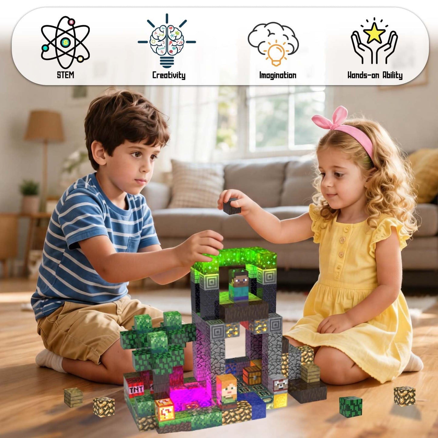 suohayu 180PCS 0.8in Toy Magnetic Blocks - Light Up Magnetic Building Blocks, Magnet Cubes Toys Set for Kids 3+, 3D Construction Build STEM Game Toys Birthday for Boys and Girls