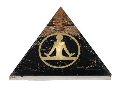Amazing Gemstone Large Black Tourmaline Orgone Pyramid Crystal, Yoga Buddha Orgonite Pyramid - Positive Energy Healing