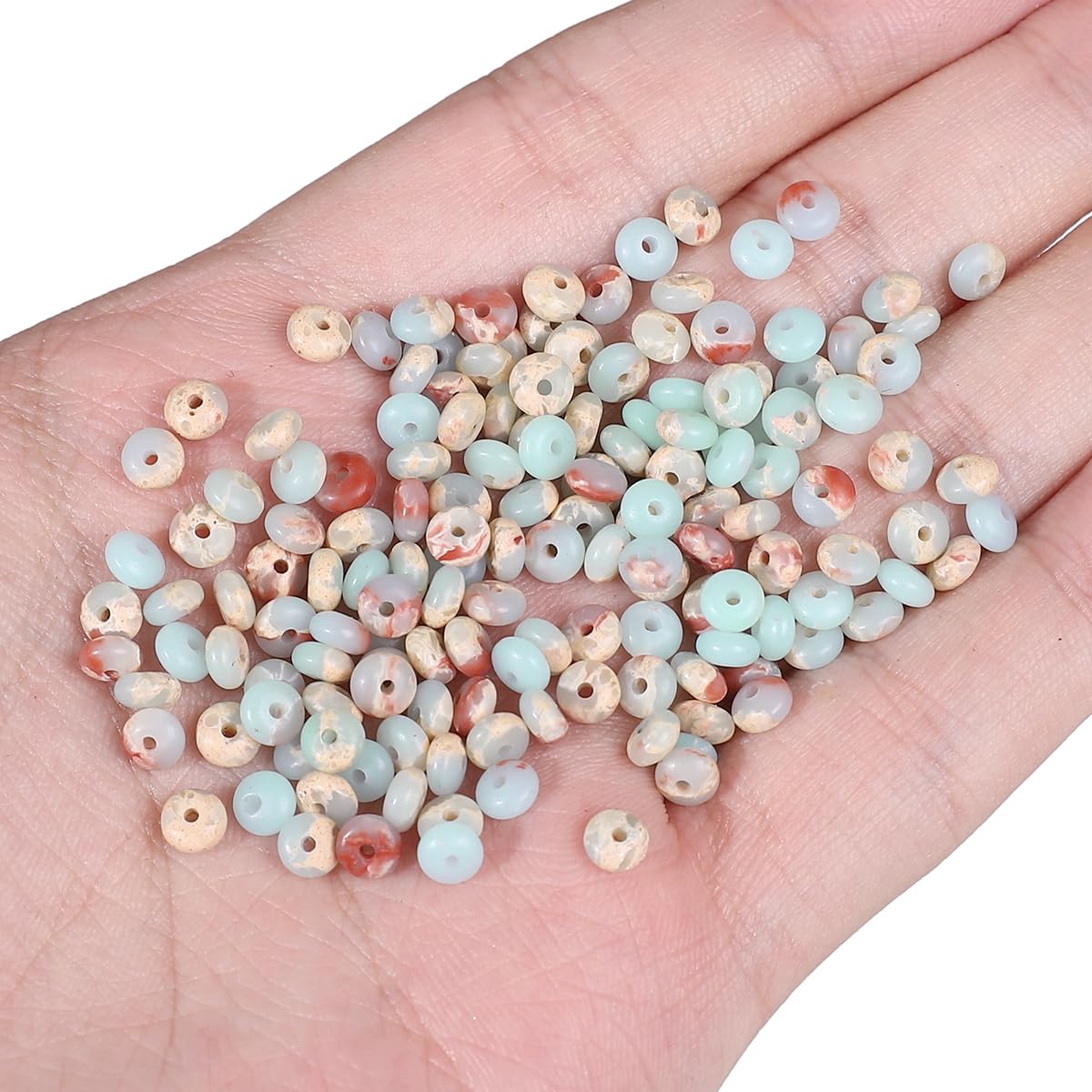 BEADIA Natural Shoushan Disk Stone Beads 4x2mm 160pcs Rondelle Loose Semi Gemstone Beads for Jewelry Making Design