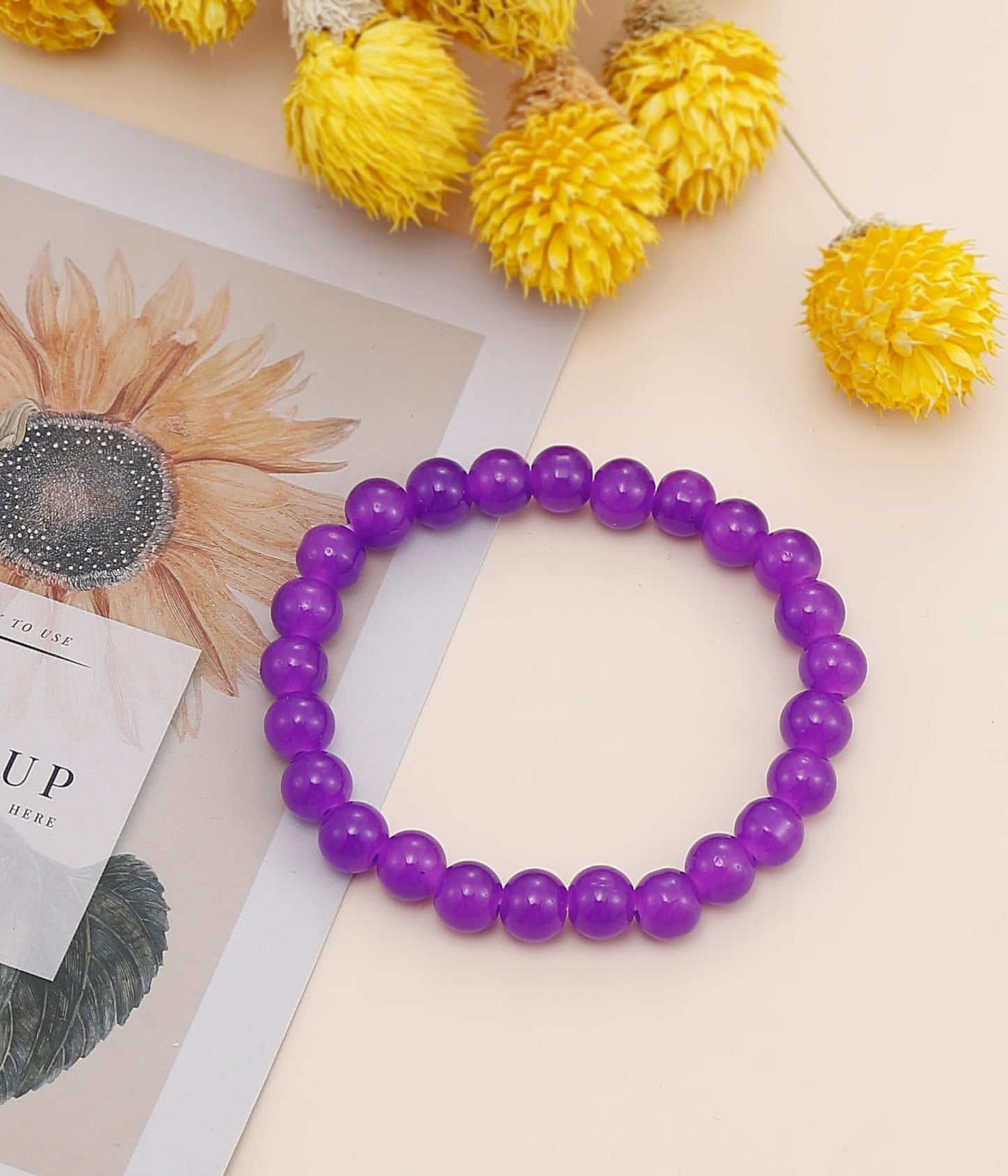 BOMAIL Natural Stone Bracelet for Women Men - 8MM Semi-Precious Gemstone Beaded Bracelet Healing Crystal Stretch Bracelet Yoga Bracelets Jewelry