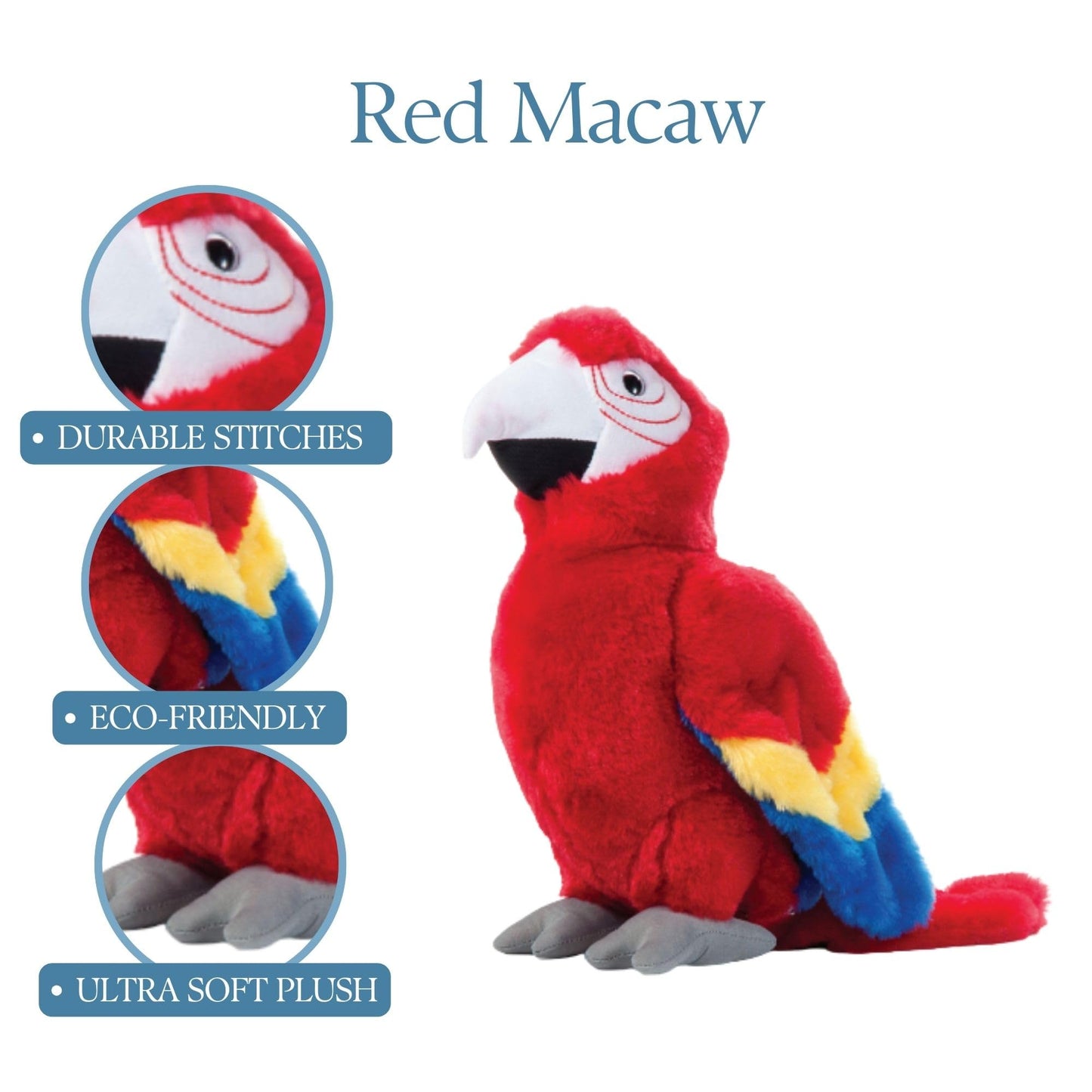 The Petting Zoo Macaw Stuffed Animal, Gifts for Kids, Wild Onez Zoo Animals, Scarlet Macaw Plush Toy 12 inches