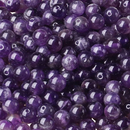 LAIDANLA Amethyst 8mm Natural Stone Beads Round Loose Gemstone Stone Beads for DIY Bracelet Necklace Earrings Jewelry Making Polishing Genuine Real Beading Crystal 96PCS 2 Strand 32"