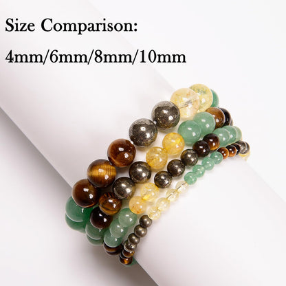 Handmade Natural Gemstone Elastic Bracelet - Healing Crystal Beads Jewelry, Unisex (Wealth Prosperity, 8mm)