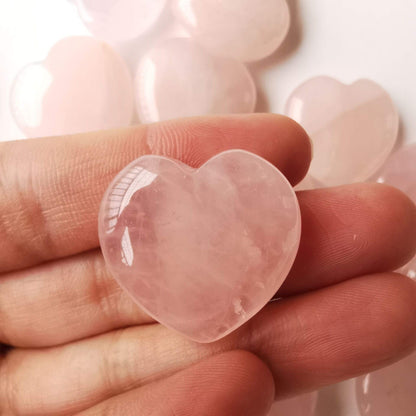 Loveliome 4 Pcs Natural Rose Quartz Love Heart Palm Stone Reiki Balancing Worry Stone(1 Inch)