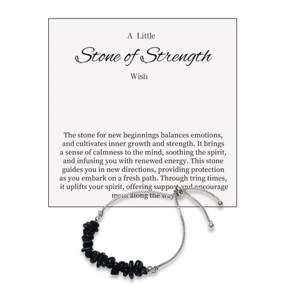 Natural Black Tourmaline Bracelet - Authentic Black Tourmaline Link Chain, Stone Bracelet Healing Protection Energy Chakra Yoga Crystal Jewelry Gift for Women (Style2)