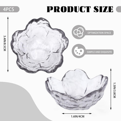 Sekonow 4 Pack Ring Dish Jewelry Tray, Small Glass Trinket Dish, Decorative Aesthetic Ring Holder Plate Bowl for Women Earring Bracelet for Vanity Nightstand (Crystal Grey)